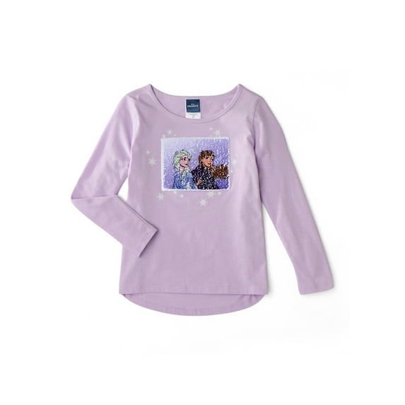 Disney Frozen 2 Girls Elsa & Anna Reversible Sequin T-Shirt, Sizes 4-12