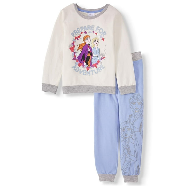 Disney Frozen 2 Graphic French Terry Sweatshirt and Joggers, 2-Piece Outfit Set (Little Girls & Big Girls)