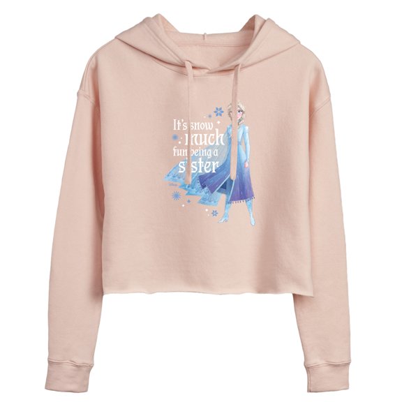 Disney Frozen 2 - It's So Much Fun Being A Sister Elsa - Juniors Cropped Pullover Hoodie