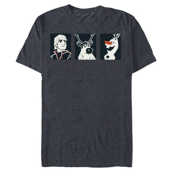 Disney Frozen 2 Kristoff, Sven, and Olaf T-Shirt- Short Sleeve Blended T-Shirt for Adults - Customized-Denim Snow Heather