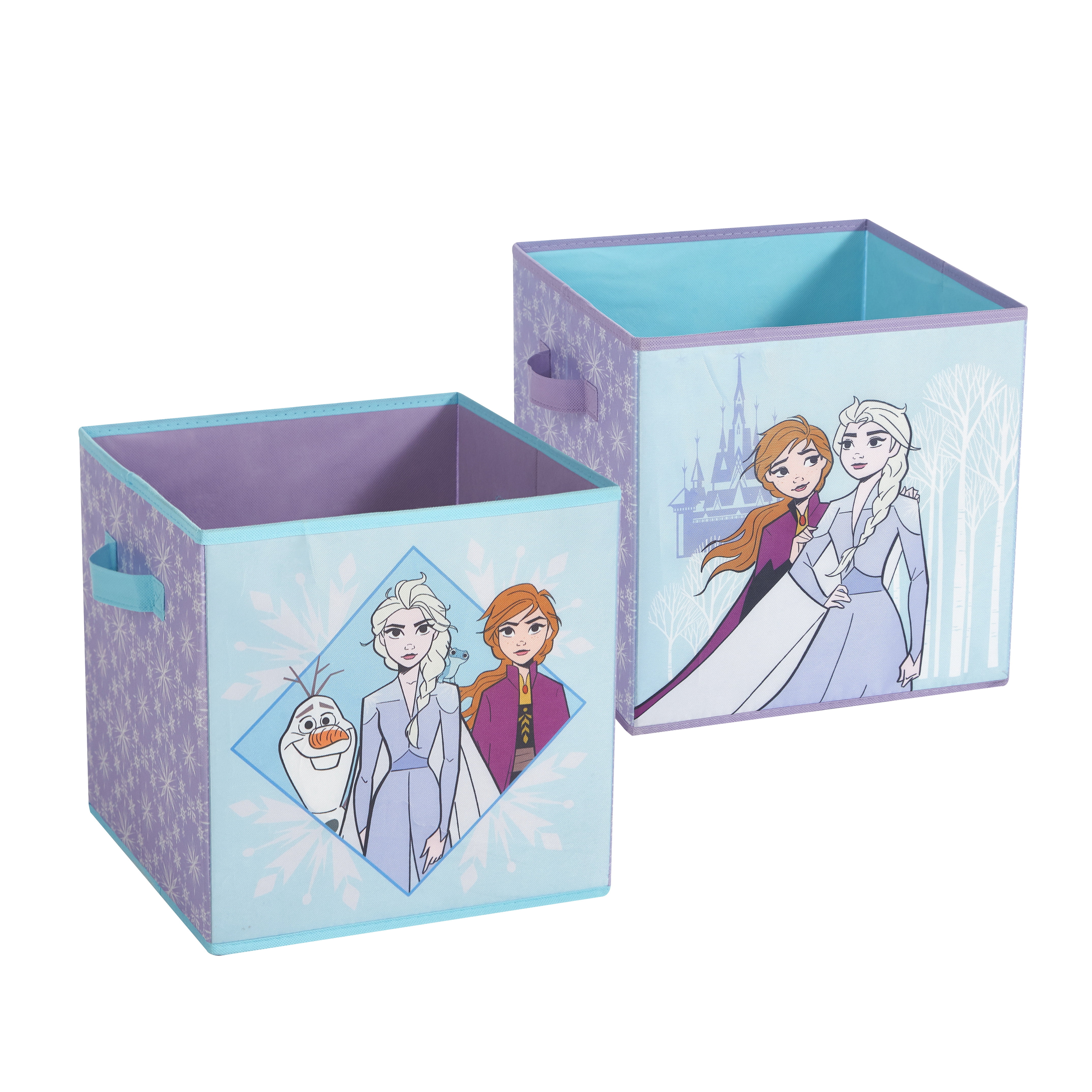 Disney Frozen 2 Light Up Blue Polyester Storage Cubes, 2 Piece Set, for Kids Room Closet Organizer