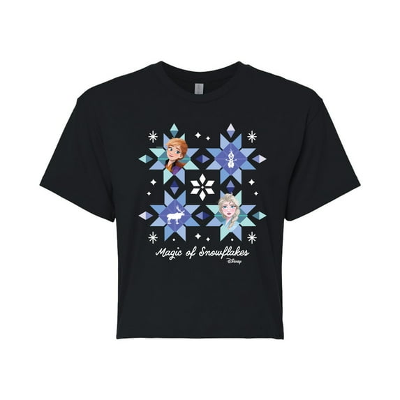 Disney Frozen 2 - Magic Of Snowflake - Juniors Cropped Cotton Blend T-Shirt