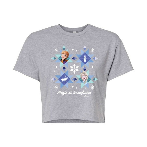 Disney Frozen 2 - Magic Of Snowflake - Juniors Cropped Cotton Blend T-Shirt