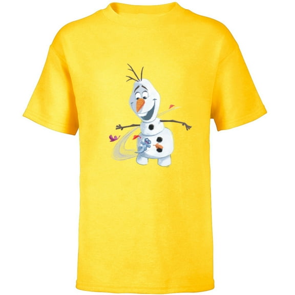 Disney Frozen 2 Olaf & Mattias Autumn Fun - Short Sleeve T-Shirt for Kids - Customized-Yellow