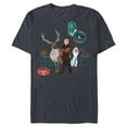 thumbnail image 1 of Disney Frozen 2 Olaf, Sven, and Kristoff Patches T-Shirt- Short Sleeve Blended T-Shirt for Adults - Customized-Navy Heather, 1 of 5