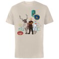 thumbnail image 1 of Disney Frozen 2 Olaf, Sven, and Kristoff Patches T-Shirt - Short Sleeve Cotton T-Shirt for Adults - Customized-Natural, 1 of 5