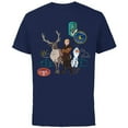 thumbnail image 1 of Disney Frozen 2 Olaf, Sven, and Kristoff Patches T-Shirt - Short Sleeve Cotton T-Shirt for Adults - Customized-Navy, 1 of 5