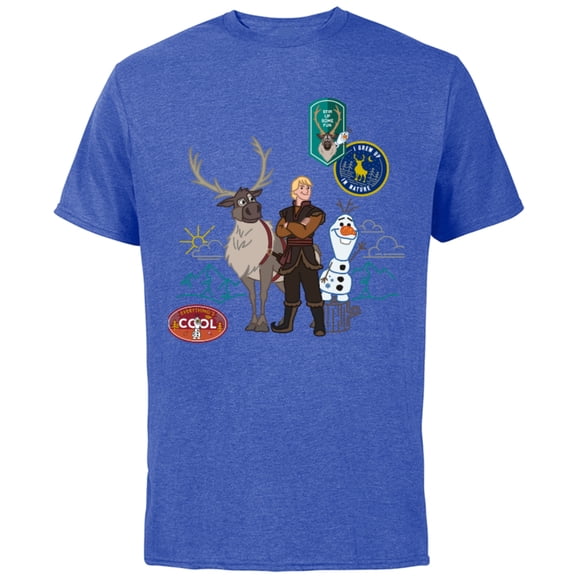 Disney Frozen 2 Olaf, Sven, and Kristoff Patches T-Shirt - Short Sleeve Cotton T-Shirt for Adults - Customized-Royal Heather