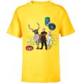 thumbnail image 1 of Disney Frozen 2 Olaf, Sven, and Kristoff Patches T-Shirt - Short Sleeve T-Shirt for Kids - Customized-Yellow, 1 of 5