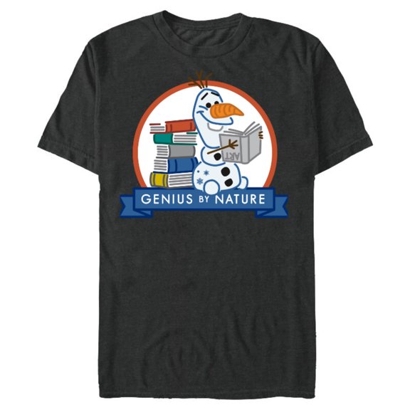 Disney Frozen 2 Olaf and Books Genius By Nature- Short Sleeve Blended T-Shirt for Adults - Customized-Dark Heather