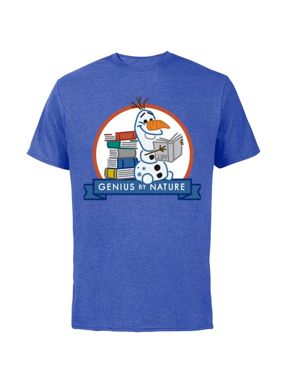 Frozen 2 Olaf and Books Genius By Nature - Short Sleeve Cotton T-Shirt for Adults - Customized-Royal Heather