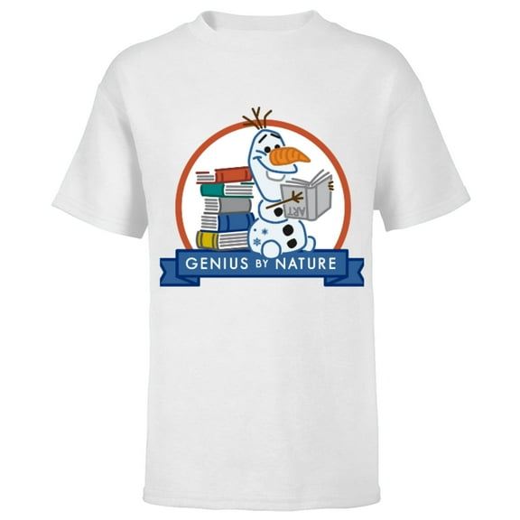 Disney Frozen 2 Olaf and Books Genius By Nature - Short Sleeve T-Shirt for Kids - Customized-White