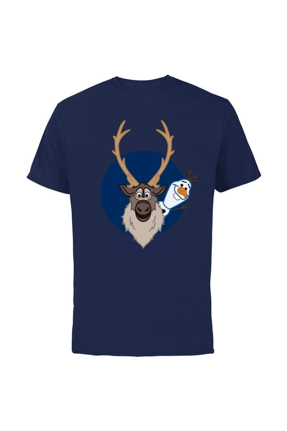 Frozen 2 Olaf and Sven T-Shirt - Short Sleeve Cotton T-Shirt for Adults - Customized-Navy