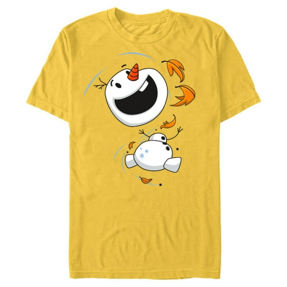 Disney Frozen 2 Olaf in the Wind T-Shirt- Short Sleeve Blended T-Shirt for Adults - Customized-Yellow