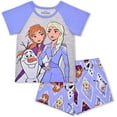 thumbnail image 1 of Disney Frozen 2 Pack Short Sleeves Tee and Shorts Set for Girls, Kids Outfit Bundle, 1 of 5