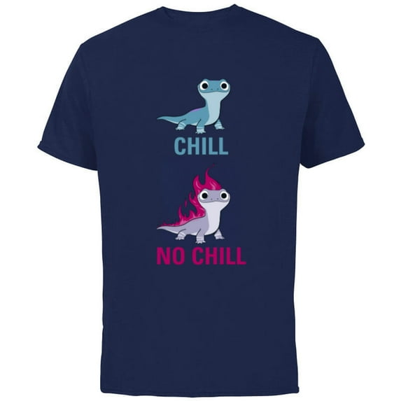Disney Frozen 2 Salamander Chill vs No Chill - Short Sleeve Cotton T-Shirt for Adults -Customized-Athletic Navy