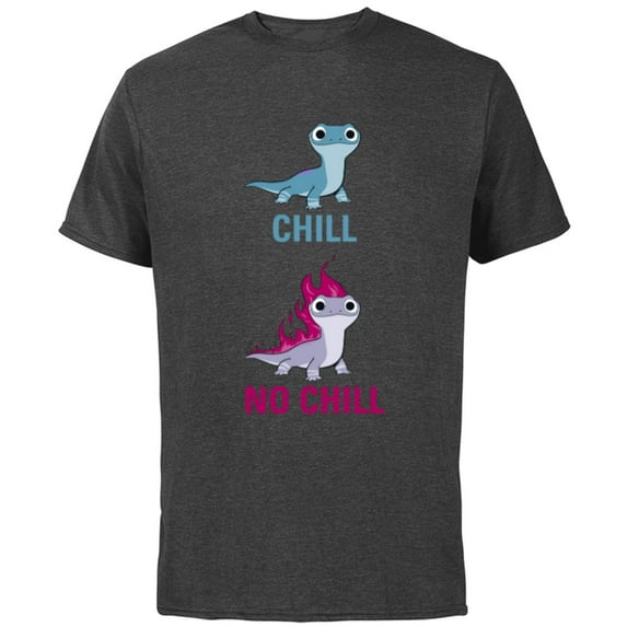 Disney Frozen 2 Salamander Chill vs No Chill - Short Sleeve Cotton T-Shirt for Adults -Customized-Charcoal Heather