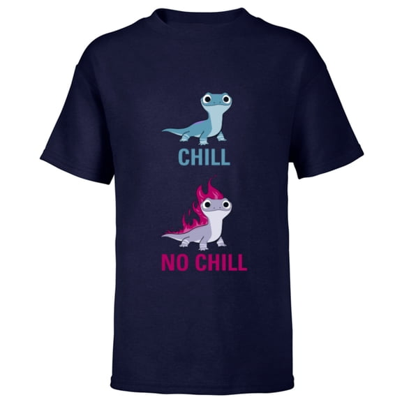 Disney Frozen 2 Salamander Chill vs No Chill - Short Sleeve T-Shirt for Kids -Customized-Athletic Navy