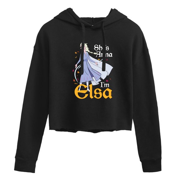 Disney Frozen 2 - She's Anna, I'm Elsa - Juniors Cropped Pullover Hoodie