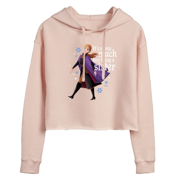 Disney Frozen 2 - Snow Much Fun Being A Sister Anna Christmas - Juniors Cropped Pullover Hoodie