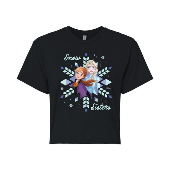 Disney Frozen 2 - Snow Sisters - Juniors Cropped Cotton Blend T-Shirt