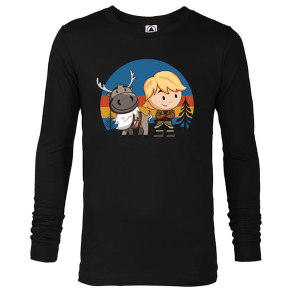 Disney Frozen 2 Sven and Kristoff Chibi T-Shirt - Long Sleeve T-Shirt for Men - Customized-Black