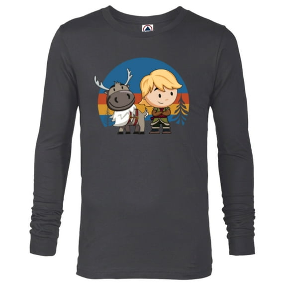 Disney Frozen 2 Sven and Kristoff Chibi T-Shirt - Long Sleeve T-Shirt for Men - Customized-Charcoal Heather