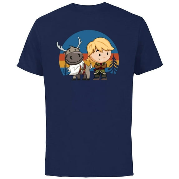 Disney Frozen 2 Sven and Kristoff Chibi T-Shirt - Short Sleeve Cotton T-Shirt for Adults - Customized-Athletic Navy