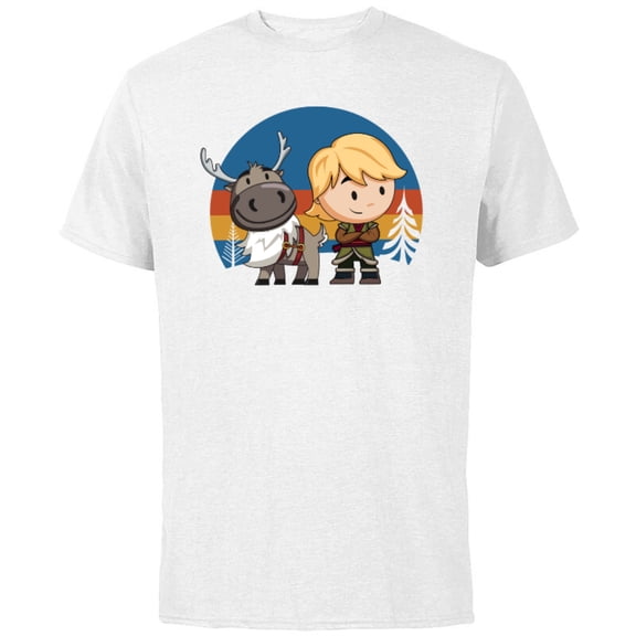Disney Frozen 2 Sven and Kristoff Chibi T-Shirt - Short Sleeve Cotton T-Shirt for Adults - Customized-White
