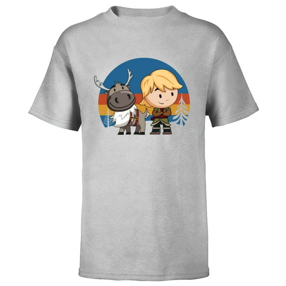 Disney Frozen 2 Sven and Kristoff Chibi T-Shirt - Short Sleeve T-Shirt for Kids - Customized-Athletic Heather