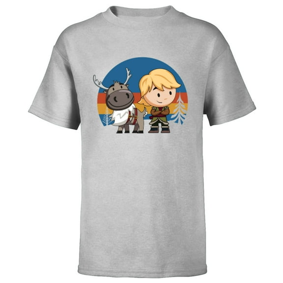 Disney Frozen 2 Sven and Kristoff Chibi T-Shirt - Short Sleeve T-Shirt for Kids - Customized-Athletic Heather