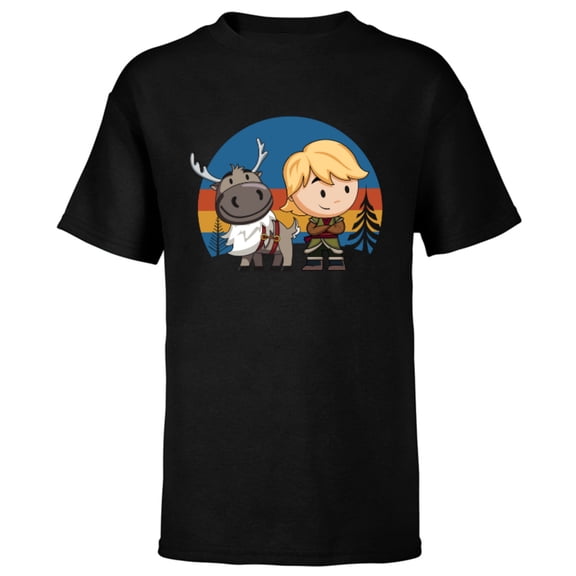Disney Frozen 2 Sven and Kristoff Chibi T-Shirt - Short Sleeve T-Shirt for Kids - Customized-Black
