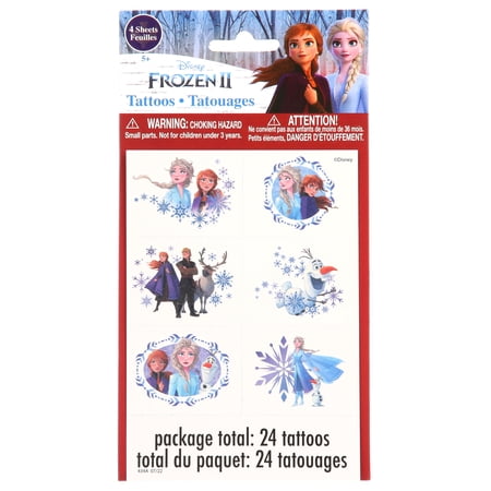 Disney Frozen 2 Tattoos Pack of 24 - Exclusive Pattern Collection - Colorful & Transferable, Perfect for the Next Party Magical Adventure