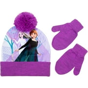 Disney Frozen Girls' Cuffed Beanie Hat and Mittens Set