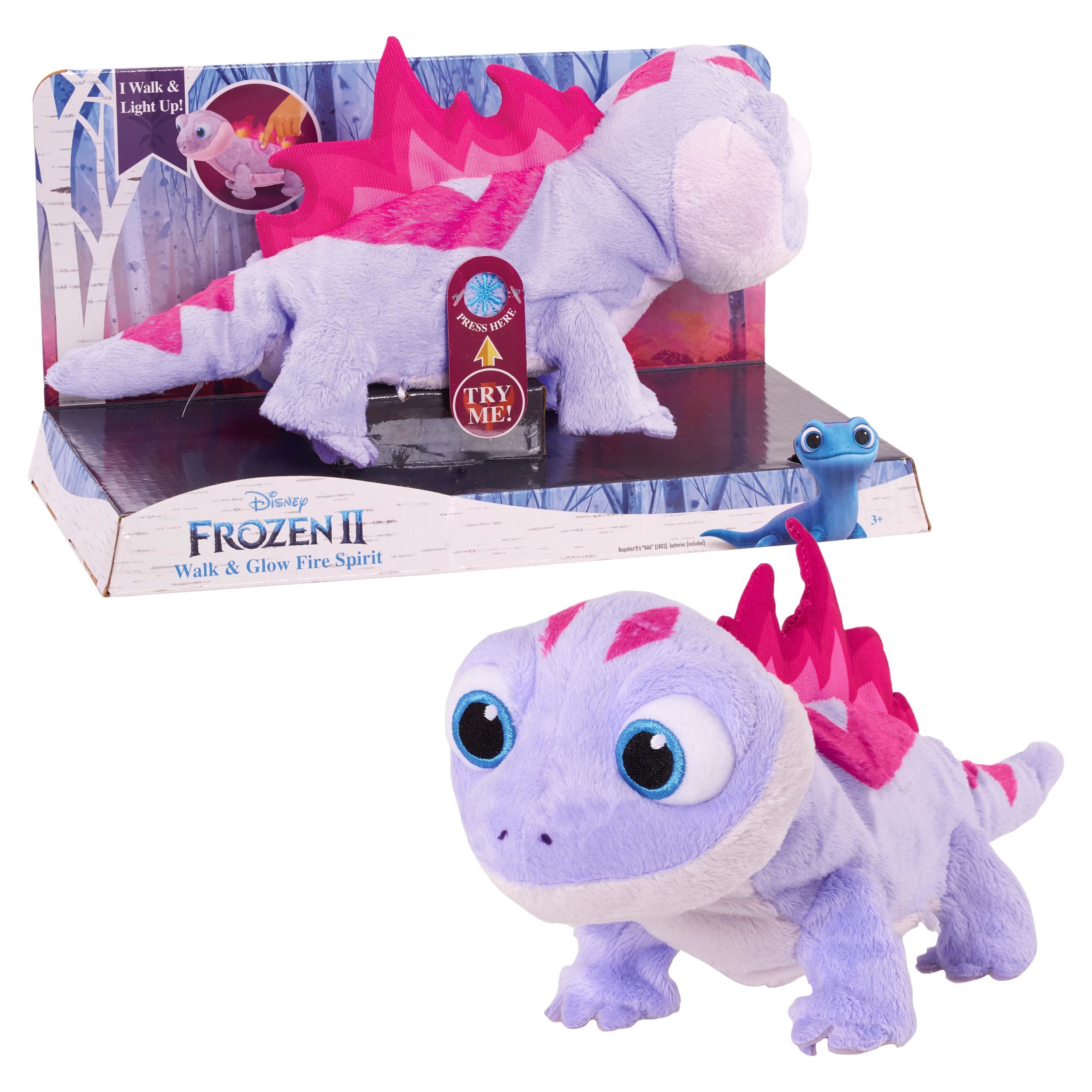 Disney Frozen 2 Walk & Glow Bruni The Salamander, Lights and Sounds Stuffed Animal, Officially Licensed Kids Toys for Ages 3 Up, Gifts and Presents - image 1 of 5