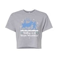 thumbnail image 1 of Disney Frozen 2 - Walking In A Winter Wonderland Christmas - Juniors Cropped Cotton Blend T-Shirt, 1 of 5