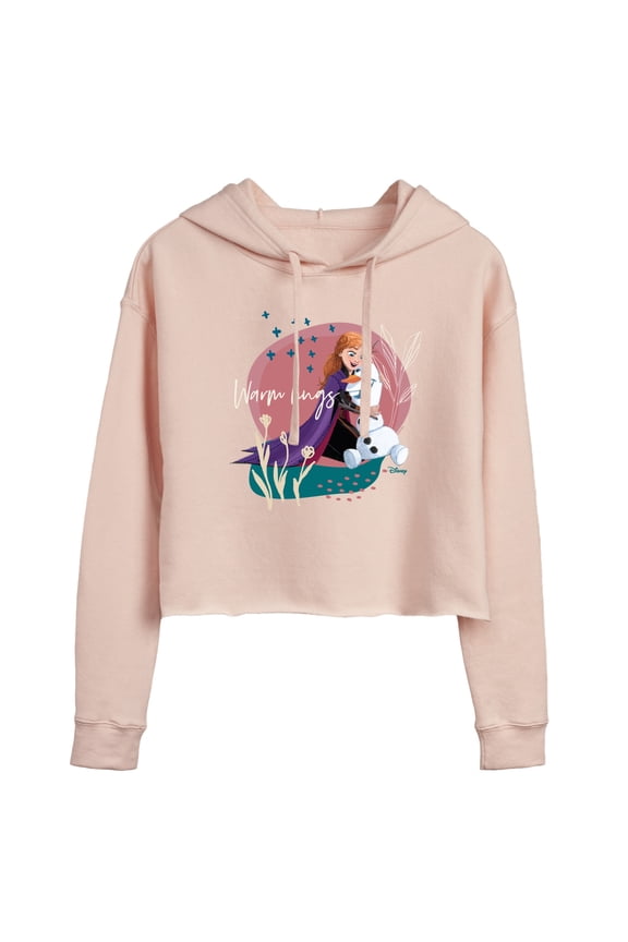 Disney Frozen 2 - Warms Hugs With Olaf - Juniors Cropped Pullover Hoodie