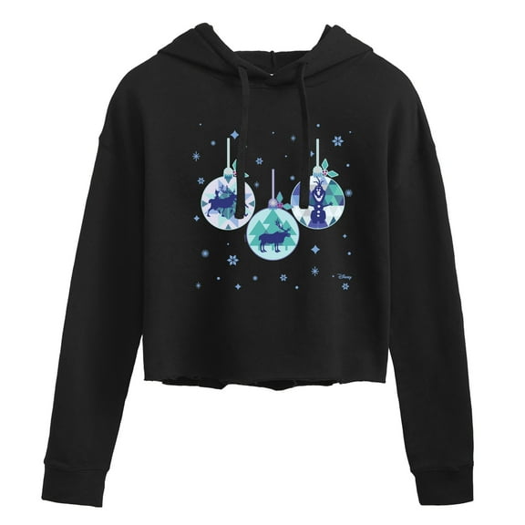 Disney Frozen 2 - Winter Wonderland Ornaments Christmas - Juniors Cropped Pullover Hoodie