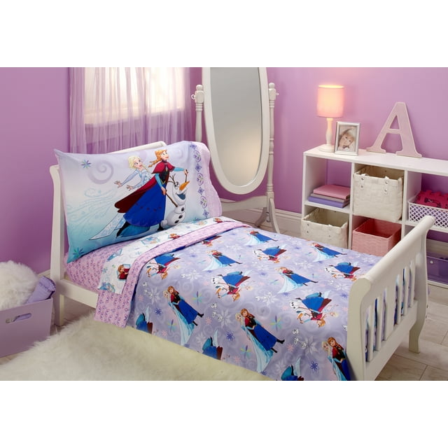 Disney Frozen 4Piece Unleash the Magic Toddler Bedding Set, Toddler Bed, Purple
