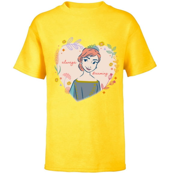 Disney Frozen Anna Always Dreaming - Short Sleeve T-Shirt for Kids - Customized-Yellow