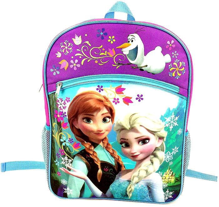Disney Frozen Anna & Elsa Backpack (Purple & Blue Flowers)