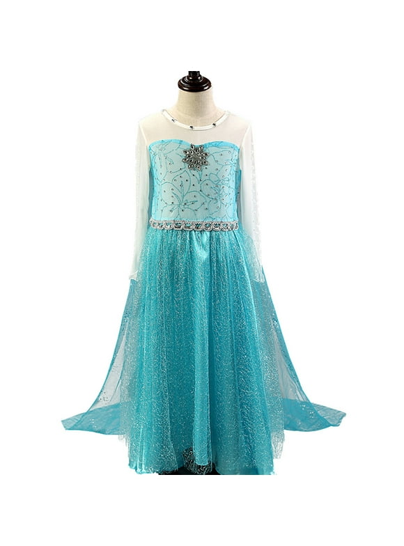Disney Frozen Anna Elsa Fancy Party Dress Princess Costume Halloween party dress 150 cm