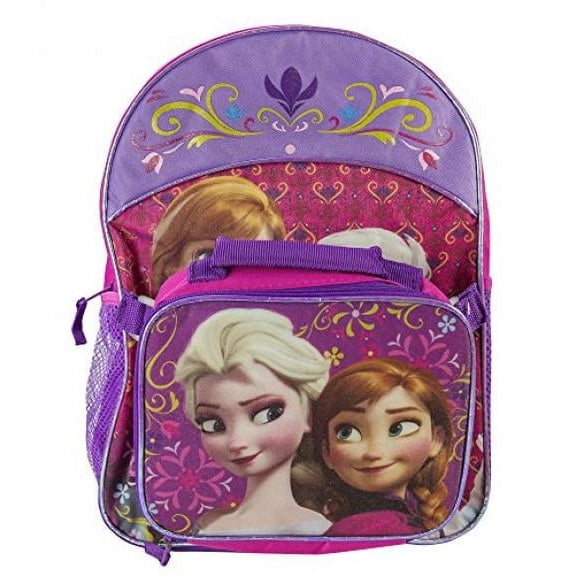 Disney Frozen Anna & Elsa Flowers 16" inches Backpack & Lunch Kit