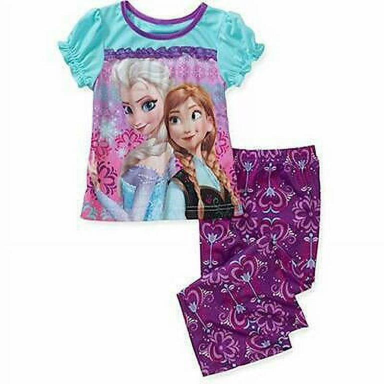 Disney Frozen Anna Elsa Girl PC Short Sleeve Pajama Set Size 4/5