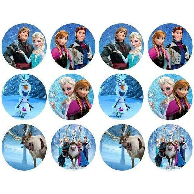 Disney Frozen Anna Elsa Hans Olaf Kristoff Edible Cupcake Toppers ...