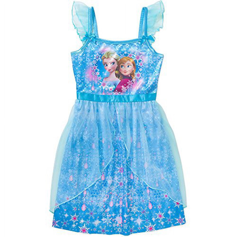Disney Frozen Anna Elsa Nightgown Fancy Satin, Tulle Pajama Gown, Size