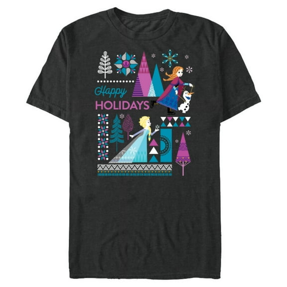 Disney Frozen Anna Elsa Olaf Happy Holidays - Short Sleeve Blended T-Shirt for Adults – Customized-Dark Heather