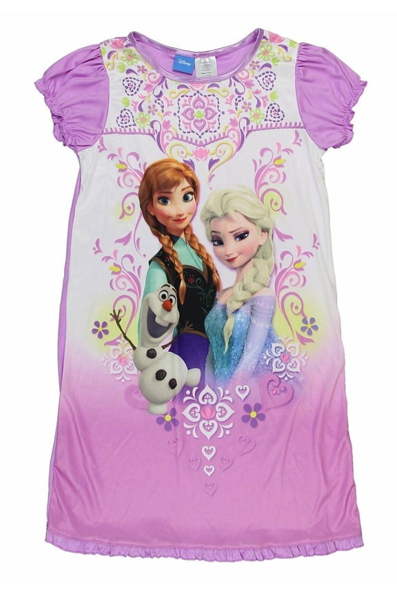 Frozen Anna Elsa Short Sleeve Nightgown Pajama Girl Size 6/6X