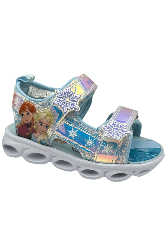 Frozen Anna & Elsa Toddler Girl's Light-up Sandals Size 7 Silver/Aqua