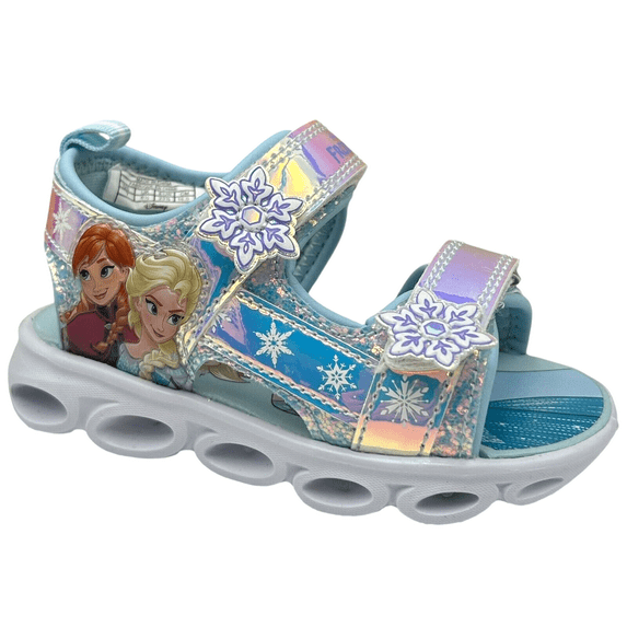 Disney Frozen Anna & Elsa Toddler Girl's Light-up Sandals Size 7 Silver/Aqua